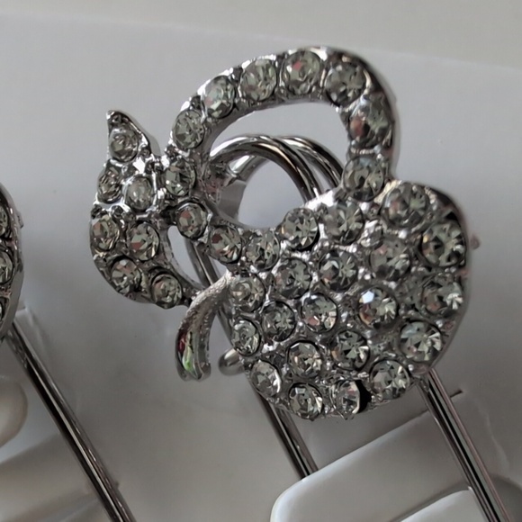 Silver Rhinestone Brooch Set - Picture 2 of 5